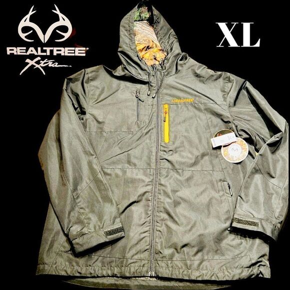 NWT Realtree Men's Size XL Windbreaker Jacket Black Polyester Xtra Shell - Picture 1 of 6